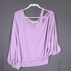 We The Free Free People Purple  Inside Out Cold Shoulder Long Sleeve Top Size M